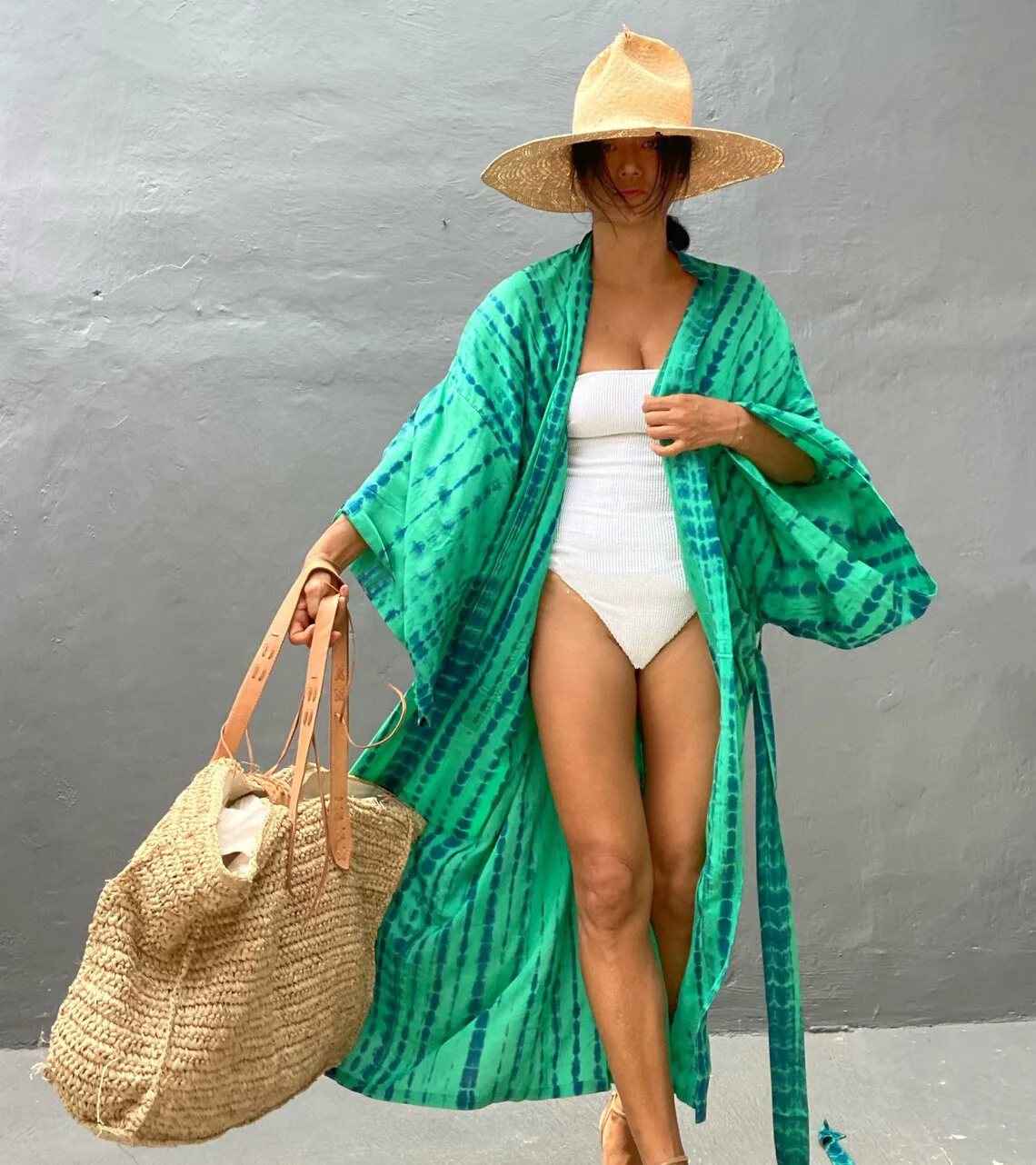 2023 Frauen Boho Streifen Krawatte Badeanzug vertuschen mit Gürtel Tunika Sarong Cardigan Kleid Bikini Vertuschungen Strand tragen Kimono