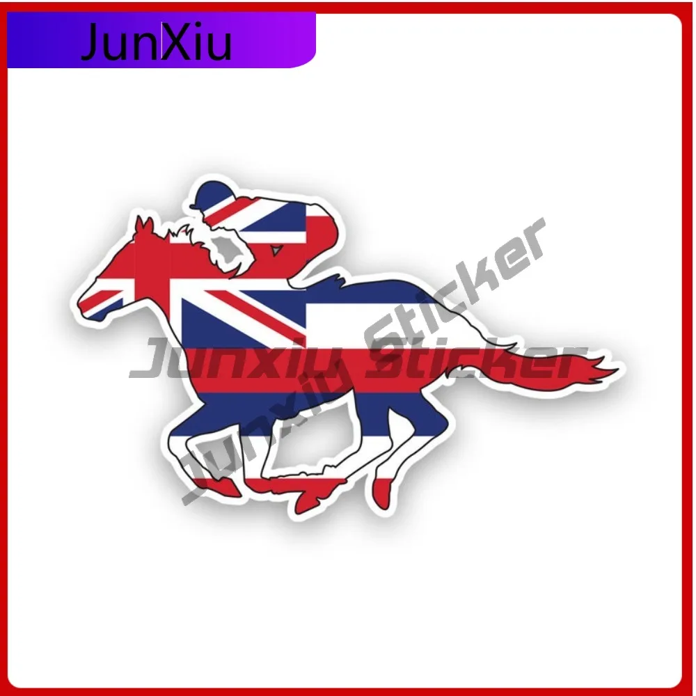 

Hawaii Hi Horse Racing State Flag Sticker Uv Protected Decals State Flag Patriotic Car Sticker Vinyl Decal Die Cut Sun