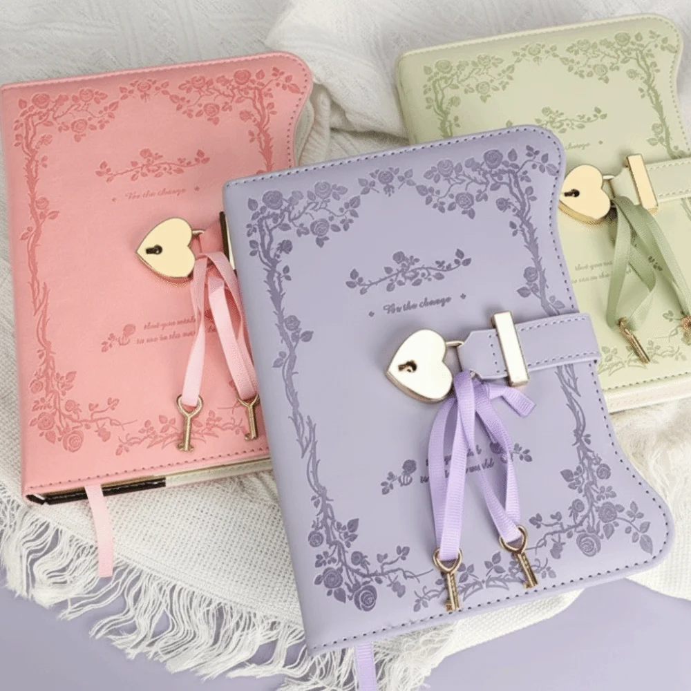 Cute B6 Love Lock Keys Notebook Cute Design 360 Pages Diary Notebook Vintage Handheld Ledger With Pen Student