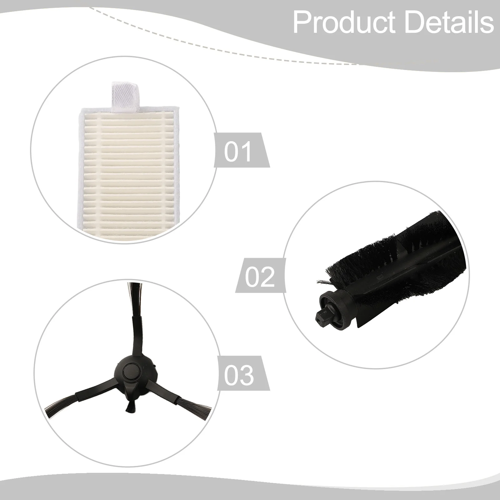 

Cleaning Accessories Main Brush Kit Corner Cleaning High-quality Filters Sturdy Material Versatile Side Brushes For EZVIZ RE4