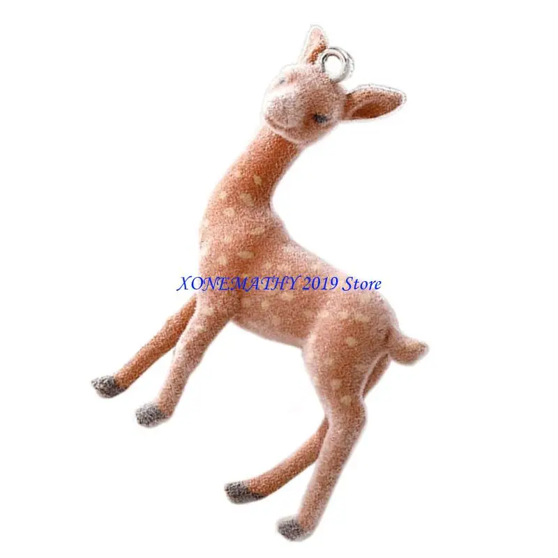 

F42F Unique Resin Deer Necklace Charm Christmas Elk Earring Pendant for Animal Lovers Stylish Jewelry Making Accessories