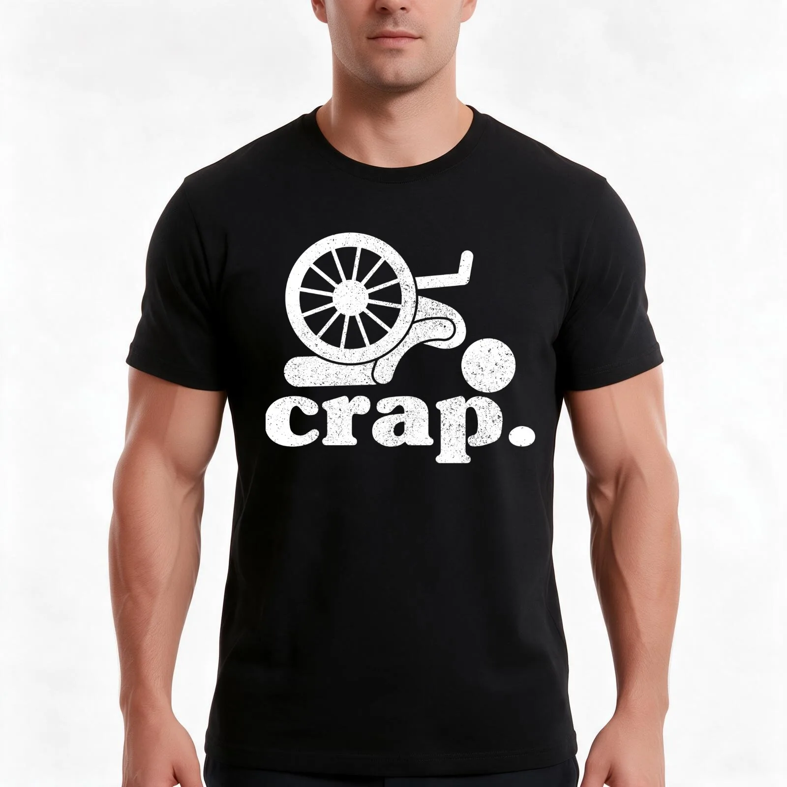crap. handicap wheelchair fall T-Shirt, Summer Casual Cotton Tee, Oversized Streetwear Tops, Vintage Graphic Print, 100% Cotton