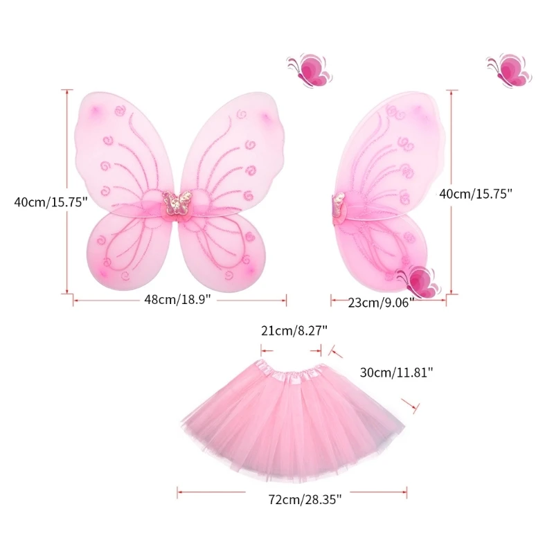 지팡이 머리띠 달린 날개 스커트, 요정 천사 날개, 할로윈 파티