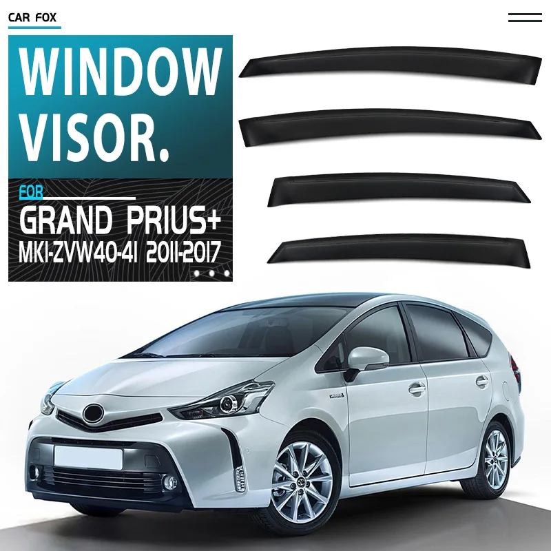 

For Toyota Grand Prius+ 2011-2017 Black Car Window Visor Awning Shelters Windshield Side Window Rain Sun Shade Auto Accessories