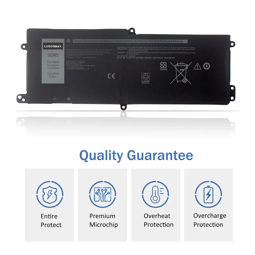 LUSONBAY 90WH DT9XG 0KJYFY 07PWXV Battery For DELL Alienware Area-51m R1 R2 ALWA51M-1766PB D1748DW D1746B D1766B D1741DB