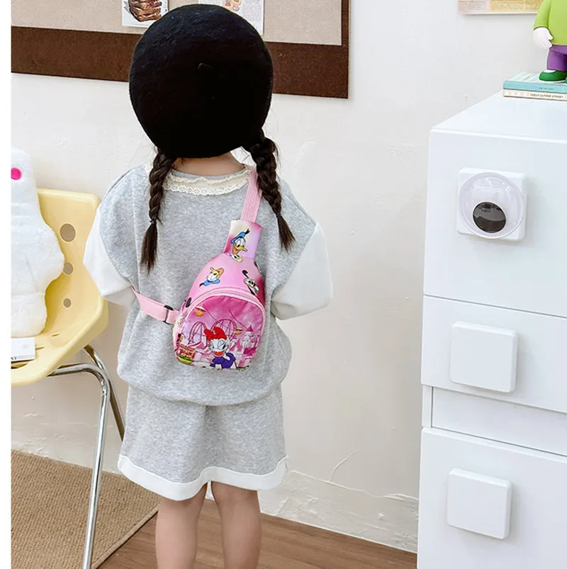 Disney Children Fashion Shoulder Bag Mickey Minnie Daisy Kids Chest Bag Kindergarten Bags for Boys Girls