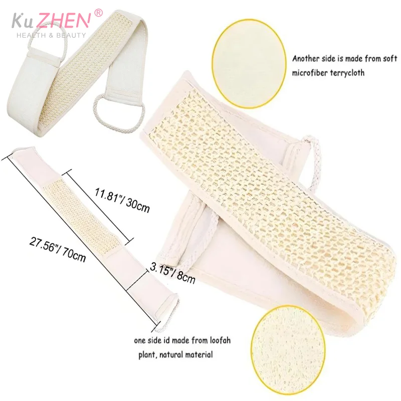 

Отшелушивающий скруббер для тела — мягкая мочалка для удаления омертвевшей кожи и сухой щетки | Длинная губка для ванны с ремешком для душа и спа