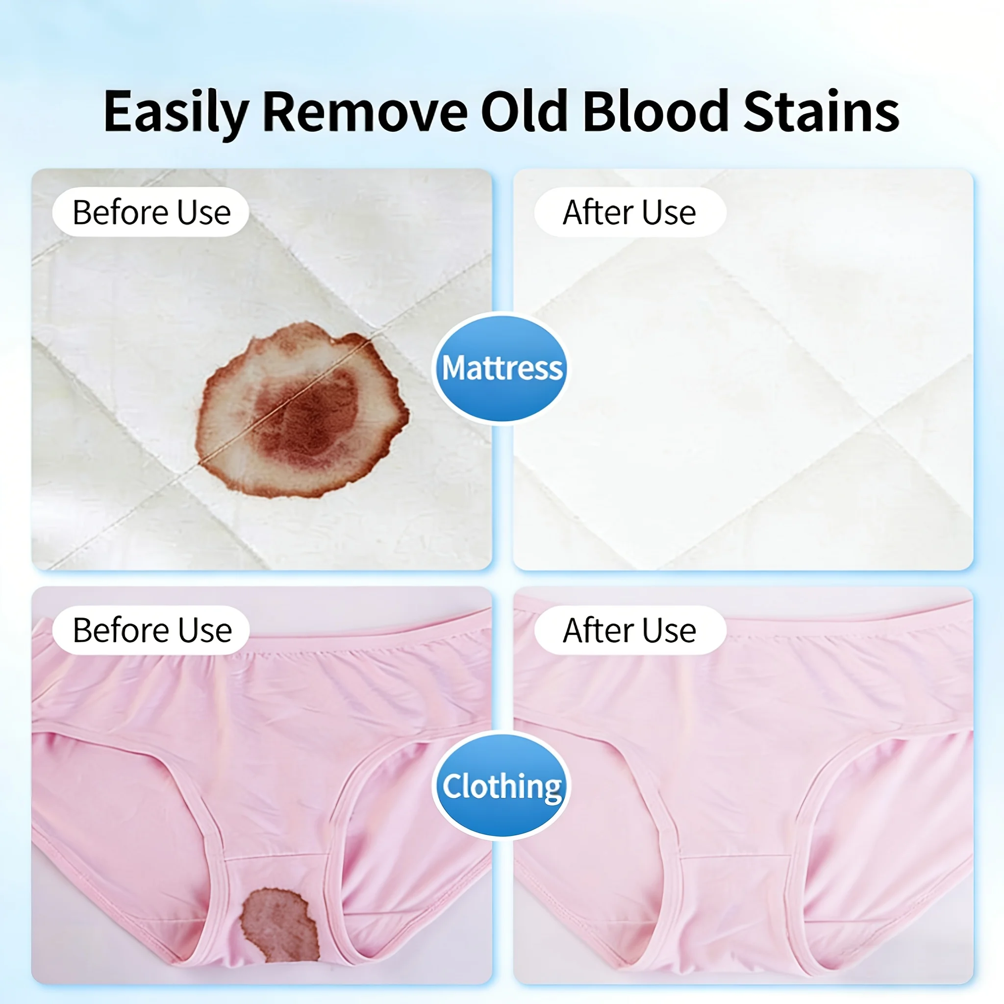 Blood Stain Remover Fabric Cleaner Aged Stain Removal For Sheets Mattress Underwear Bra Laundry Care Hand Wash Solution