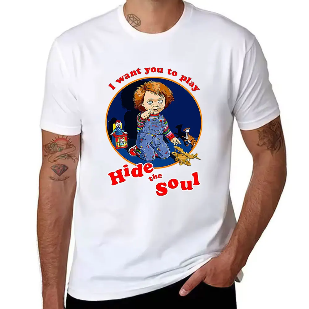Men's Cotton T-Shirt with Playful Doll Graphic, 