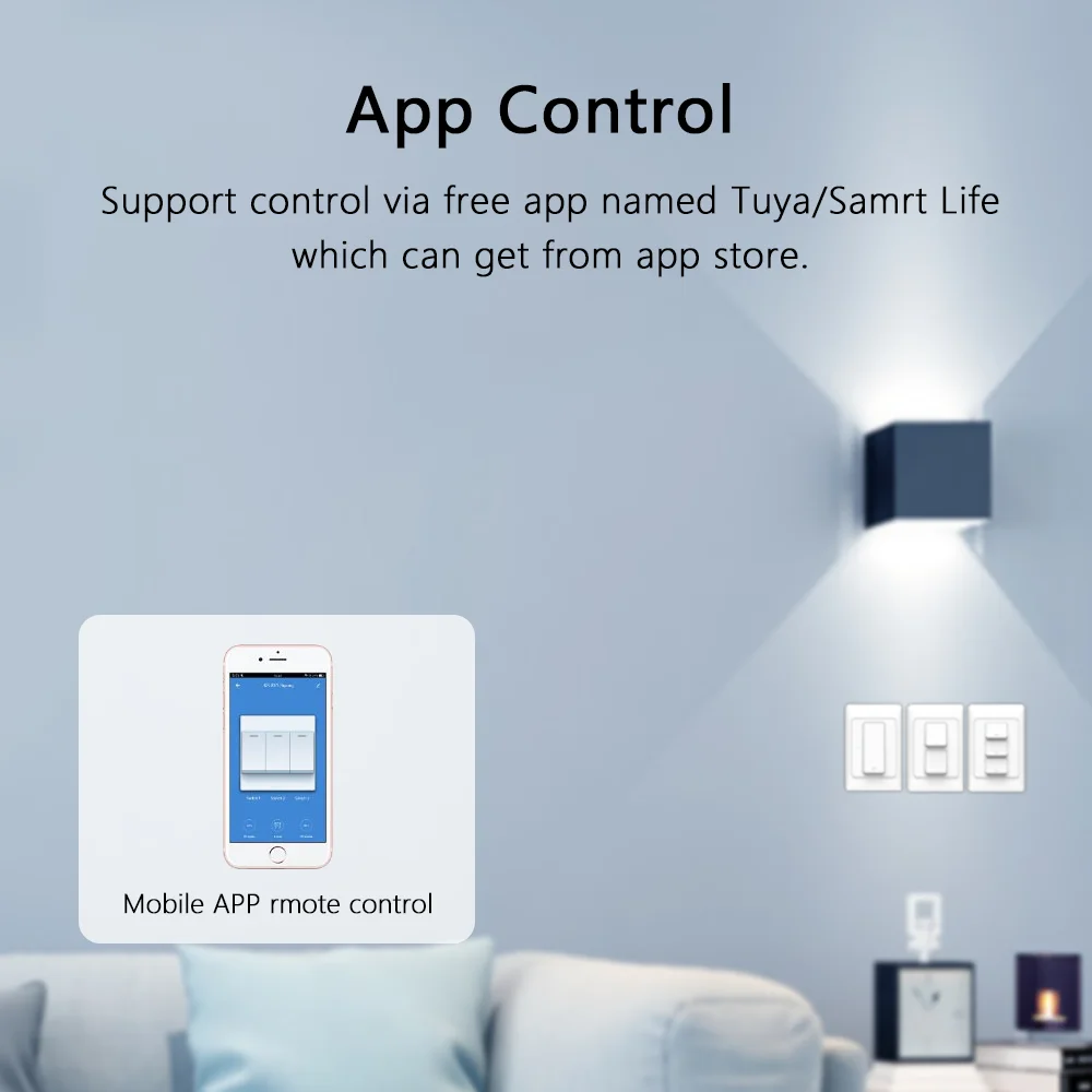 WiFi Smart Wall Light Switch No Neutral Wire Push Button Physical Remote Control Light Switches US/AU Work for Alexa Google Home