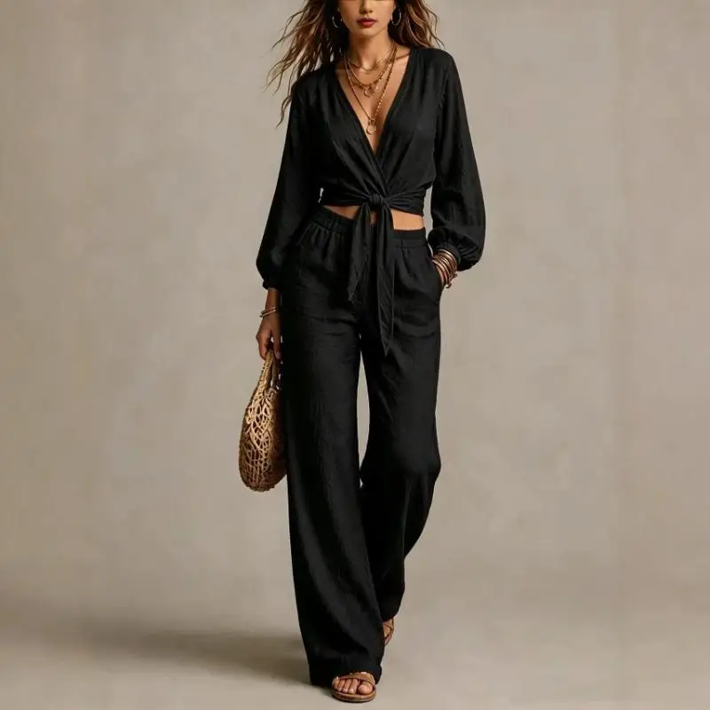Spring Autumn New Cross Border Amazon Foreign Trade Women Clothing Loose Casual Pular Design Sense European American Style Set
