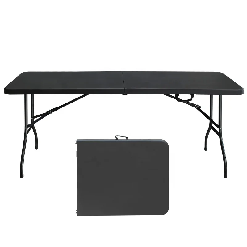 Portable 6ft Plastic Folding Table for Outdoor High Load Bearing for Camping Picnics Parties Modern Design for Warehouse Use