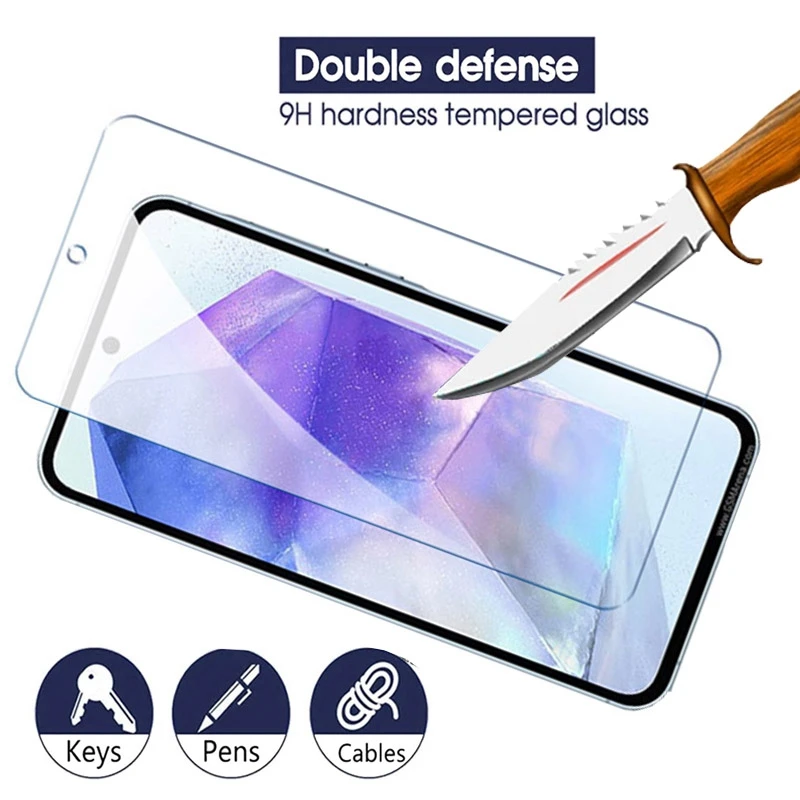 4PCS Tempered Glass For Samsung Galaxy A55 A35 Full Cover Screen Protector A05 A25 35A A 35 A 55 A55 Clear HD Protective Glass