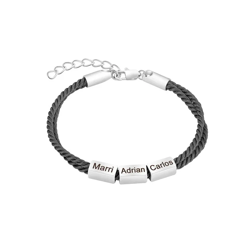 

Customized Name Bracelet for Men Stainless Steel Custom Square Braided Rope Chain Personality Bracelet Unisex Birthday Gift