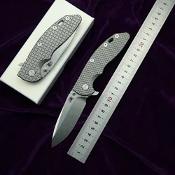 LEMIFSHE-Faca dobrável com alça de titânio, Hinderer XM18, marca de rolamento cerâmico, bolso tático, Camping, caça, ao ar livre, EDC também, 20CV, 24