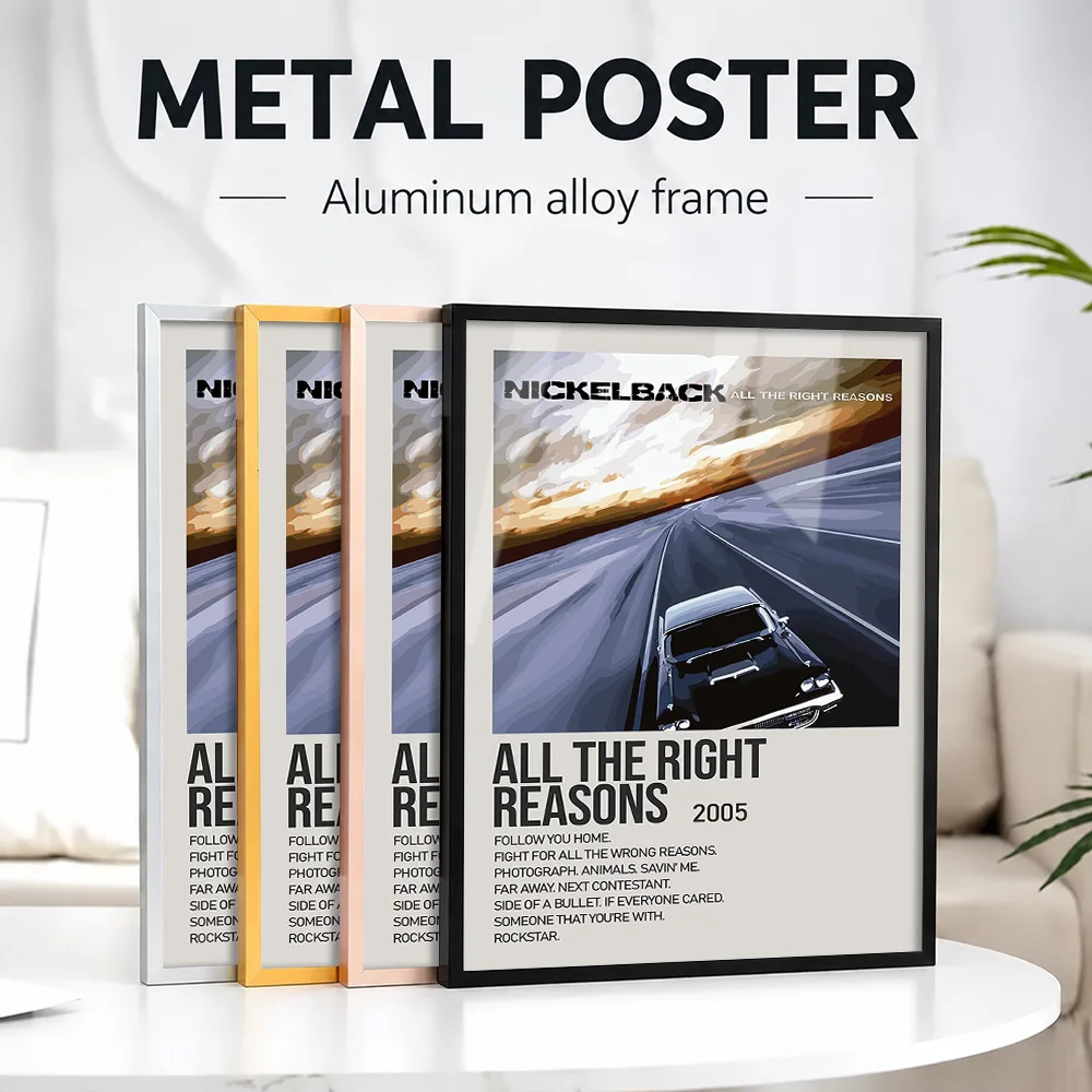 Nickelback All The Right Reasons Album Metal Poster With Aluminum Alloy Frame Customized Photo Concert Style Wall Art For Studio