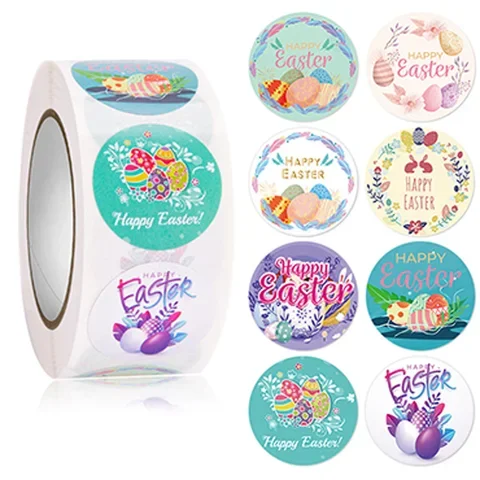 

500pcs 2.5cm Happy Easter Gift Sealing Stickers Seal Label Sticker Scrapbook Sticker Easter Party Kids Gift Bag Decorations Tags