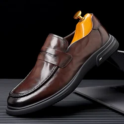 British Style Genuine Leather Casual Men's Shoes High-grade Comfortable Leather Shoes Business Dating Loafers Formal Party Shoes