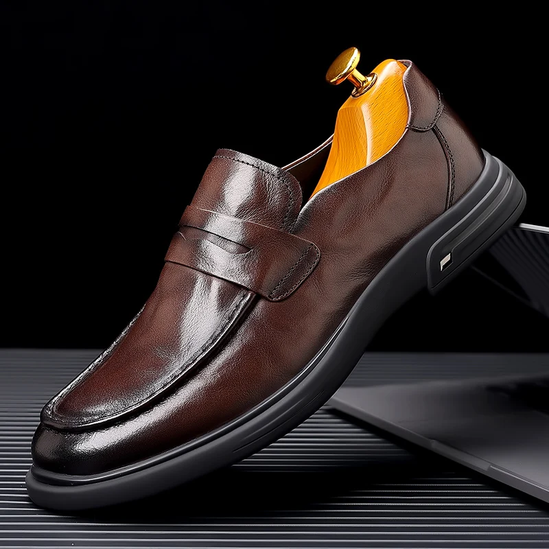 British Style Genuine Leather Casual Men's Shoes High-grade Comfortable Leather Shoes Business Dating Loafers Formal Party Shoes