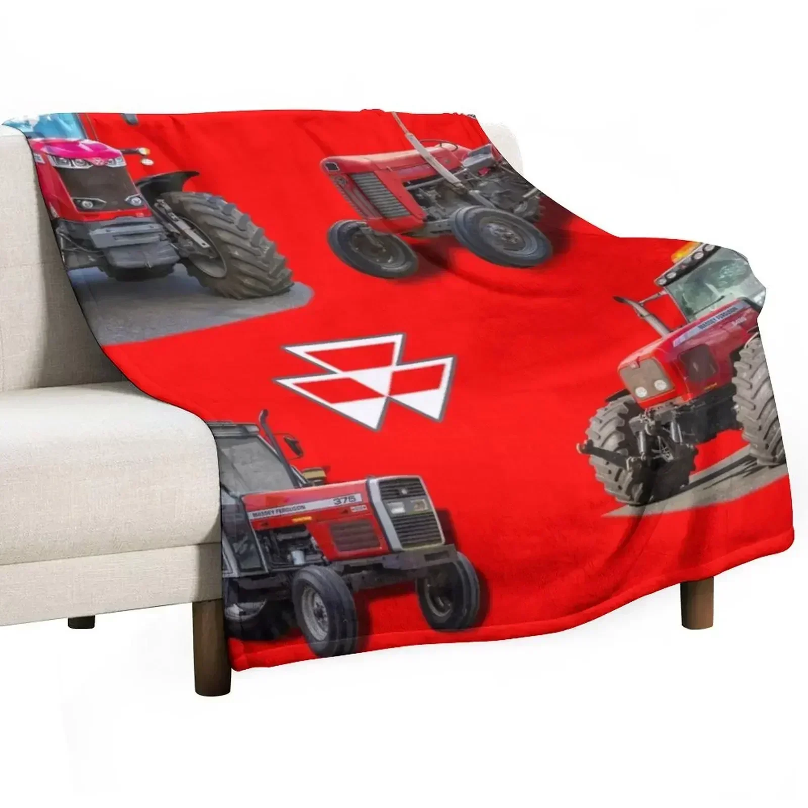 Red tractors Throw Blanket Furry Heavy Weighted Comforter Summer Beddings Plaid on the sofa Blankets