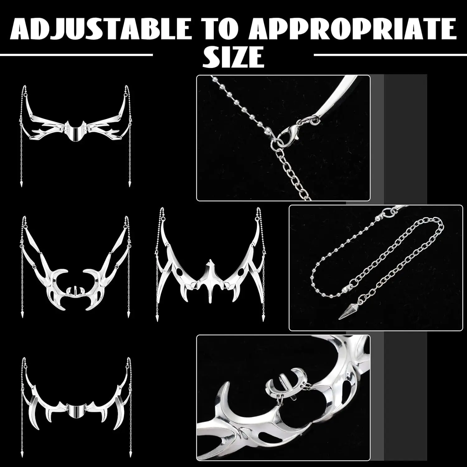 金属コスプレマスクユニセックス不規則なジュエリーフェイスチェーンシルバー鋼サイバーパンク衣装女性男性音楽祭アクセサリー