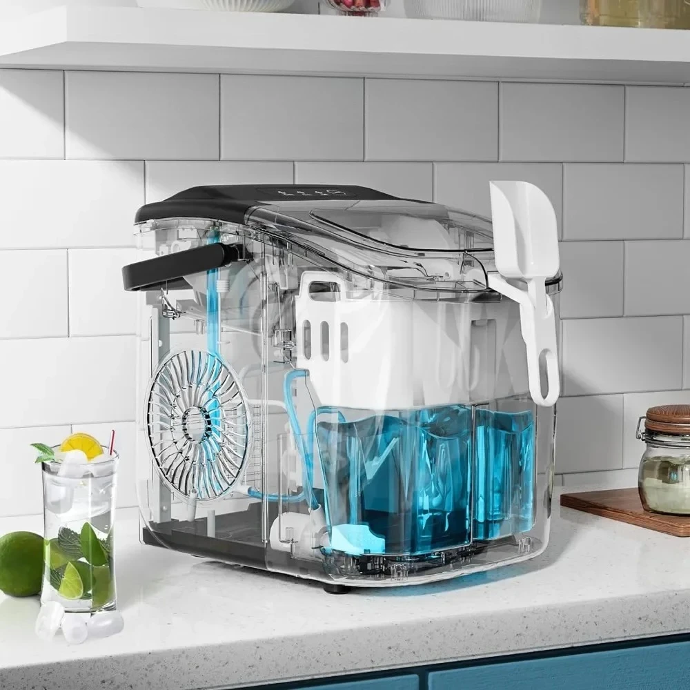 

tt Ice Makers Countertop, Portable Ice Maker Machine with Handle, Self-Cleaning Small Ice Maker