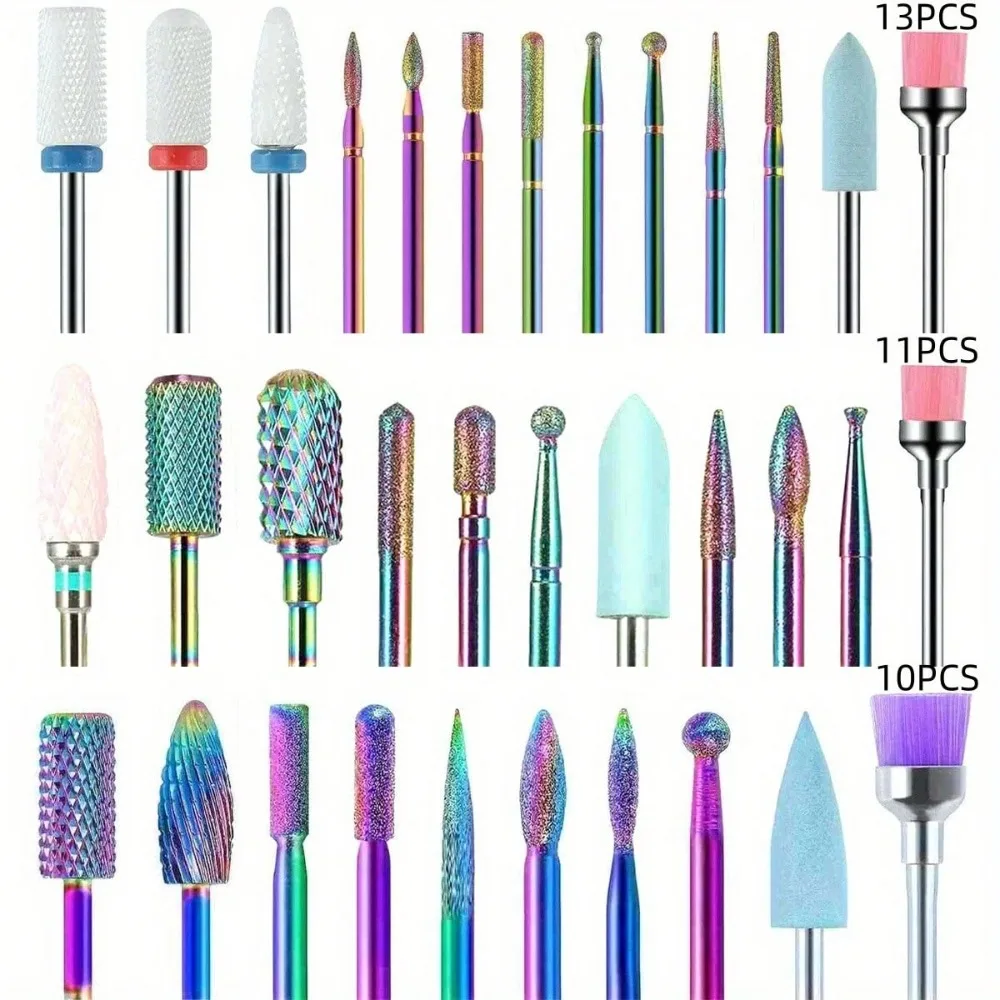 

10pcs Nail Drill Bits 3/32'' Carbide Professional Drill Bit Set for Nail Tech Acrylic Gel Nails Remover Manicure Pedicure Tools
