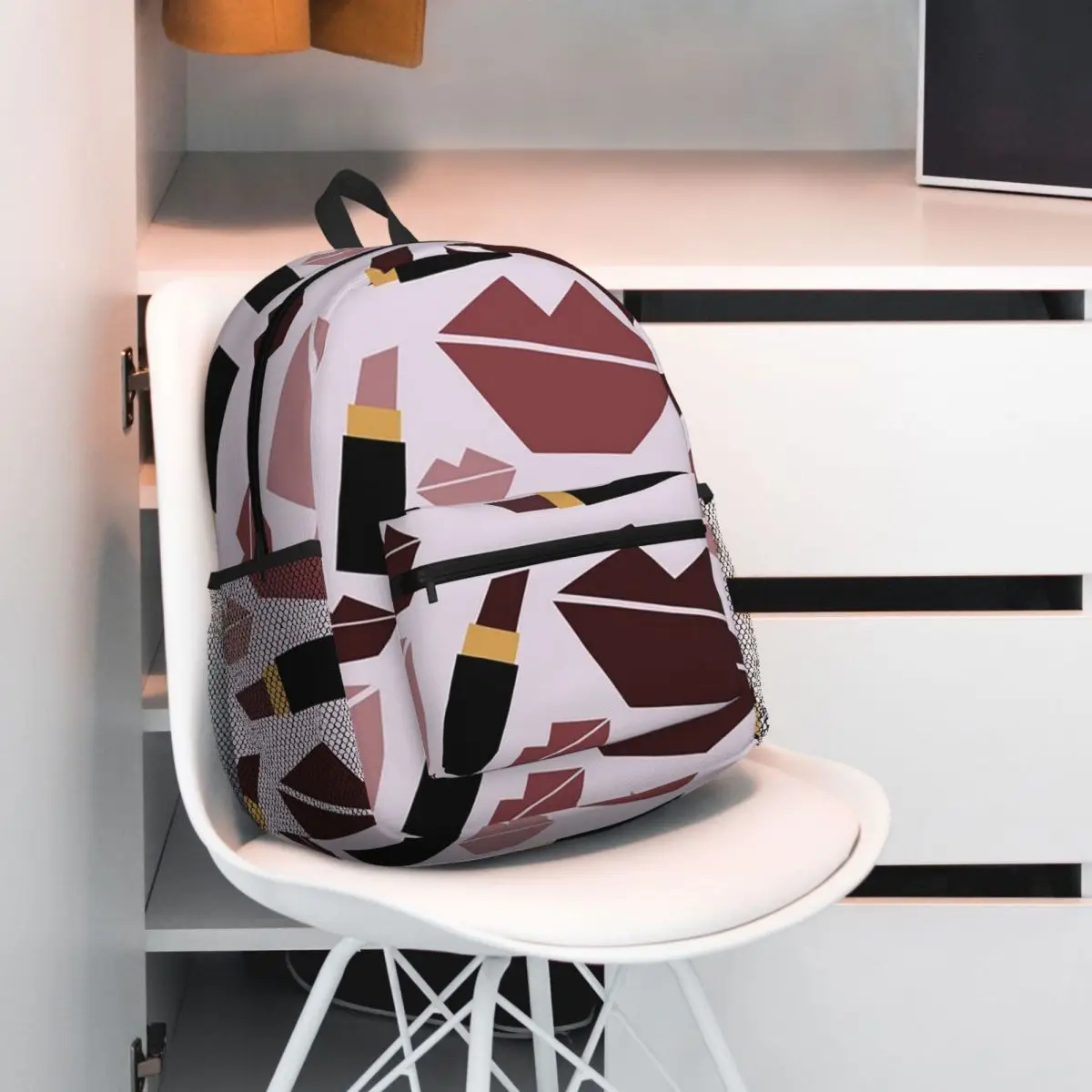 Lips And Lipsticks Beauty Pattern Backpack Daypack Large Capacity Kids BookBag School Bag Shoulder Bags for Men Women