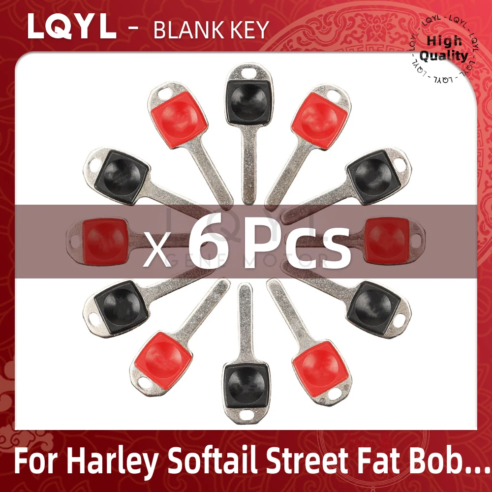 6Pcs New Blank Key Motorcycle Replace Uncut Keys For Harley Softail Street Fat Bob Classic Heritage Slim Low Rider Sport Glide