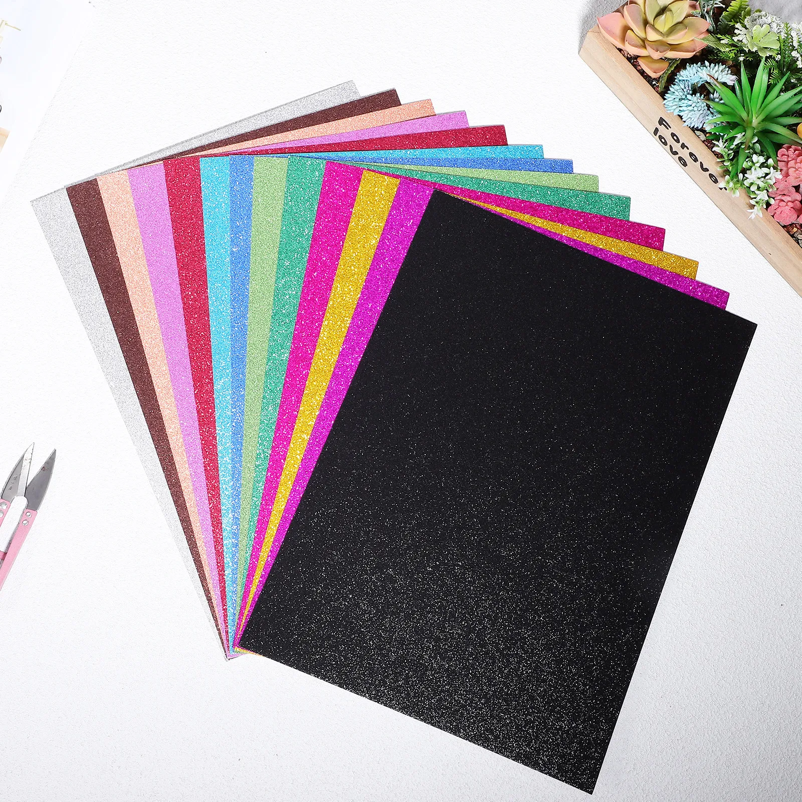 26Sheets Glitter Cardstock Paper Colorful Shiny Glossy Craft Paper for Childrens Art Projects DIY Origami Scrapbooking
