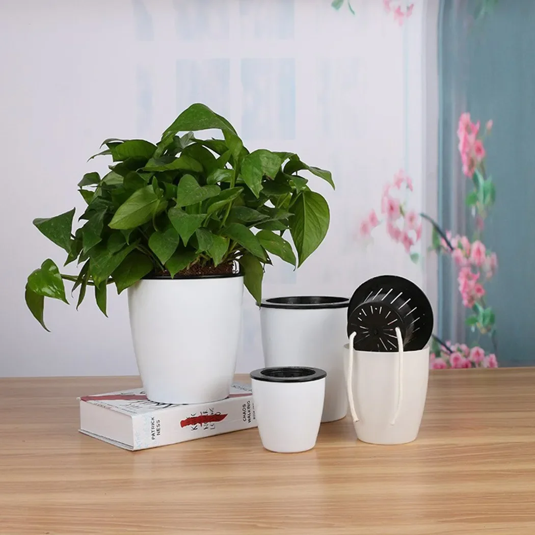 Lazy Plants Flower Pot Imitation Porcelain Home Garden Decor Automatic Water Absorption Self Watering Pot For Plants