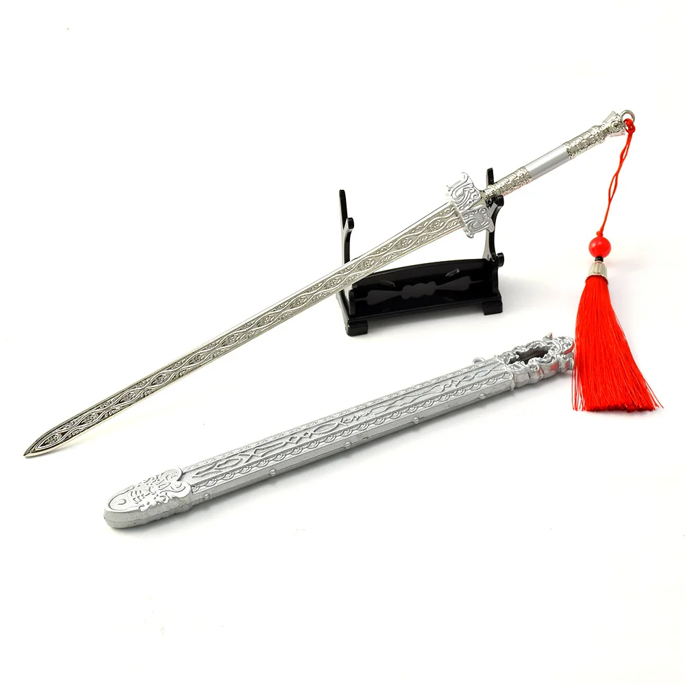 30 cm/11.81 Chinese Stijl Perifere Cool Wapen Zwaard Model Anime Beeldje met Schede Volledig Metalen Handwerk Ornament jongen Gift