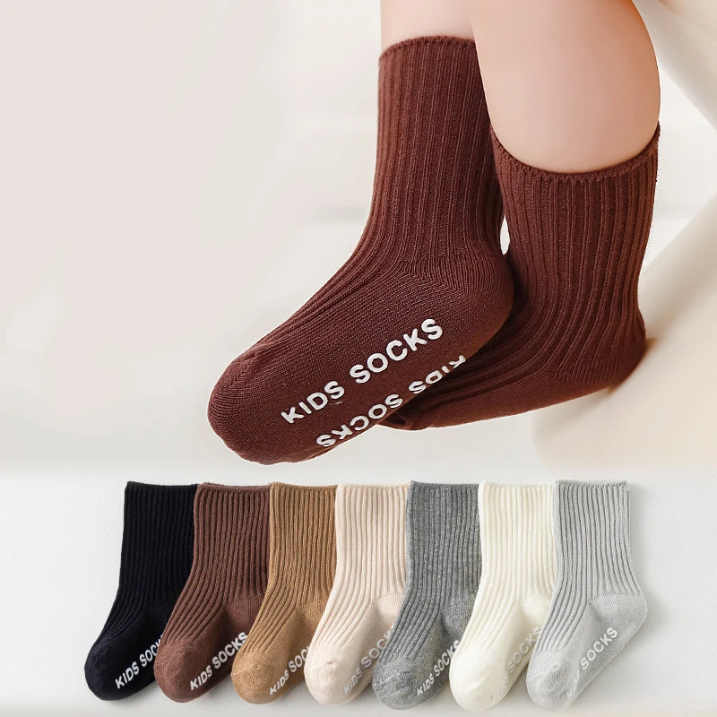 Baby Boy Socks Newborn Stuff Accessories Infant Girl Letter Sock Spring Winter Kids Non-slip Floor Cotton Sock Children Clothing