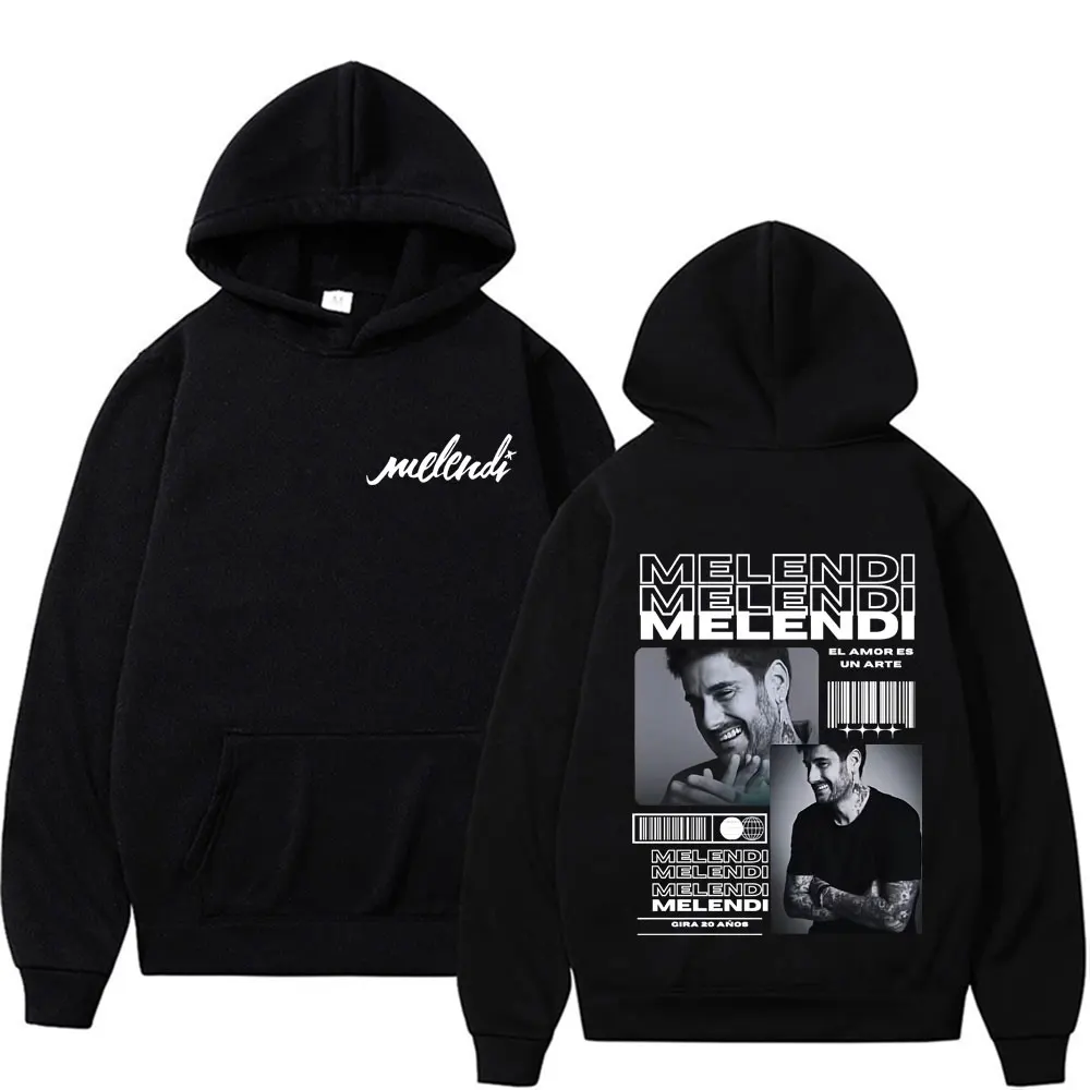 Rapper Melendi Tour Hoodie Grafis Album Baru Kaus Musik Pop Antik Fashion Pria Wanita Hoodie Pullover Longgar Hip Hop Pria