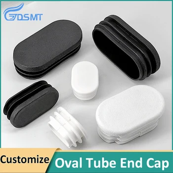Tampas de tubo de plástico ovais, inserção de tubo, rolha, cadeira de mesa, pés, preto/branco, 10*20mm ~ 50*120mm