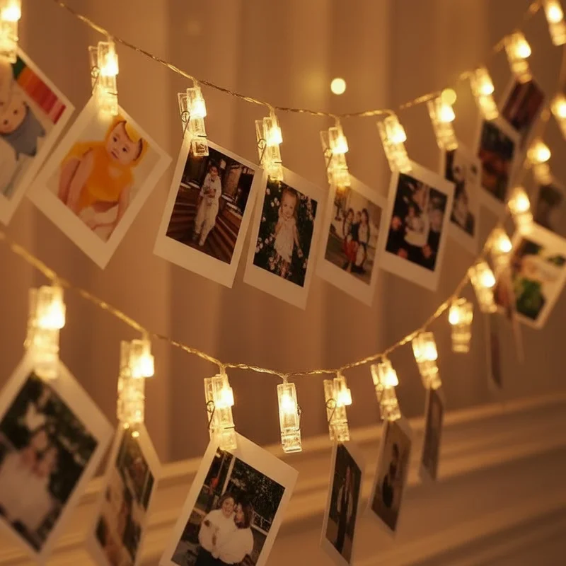 LED Fairy Lights with Photo Clips 10LEDs 20LEDs for Christmas Decoration Valentine Gift Decor