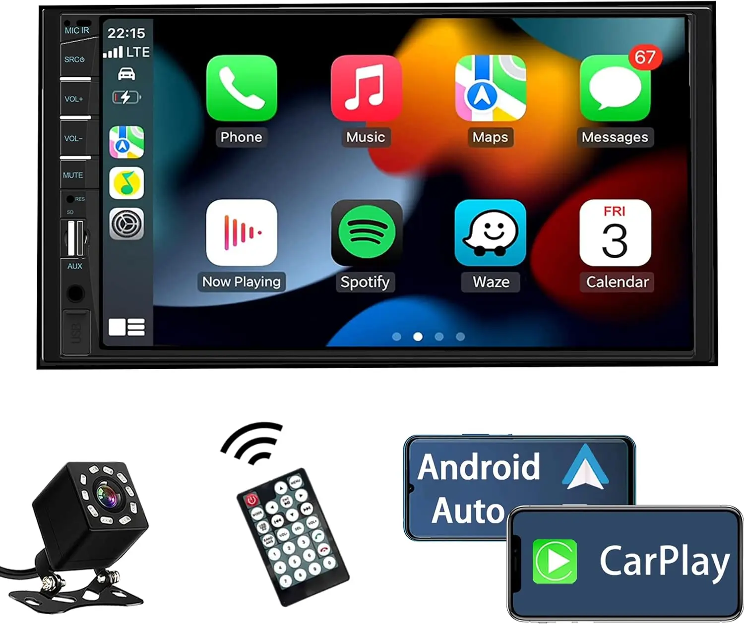 

Double Din Car Stereo Compatible with Apple Carplay and Android Auto,7 inch HD Touchscreen Car Radio Car Audio Receivers