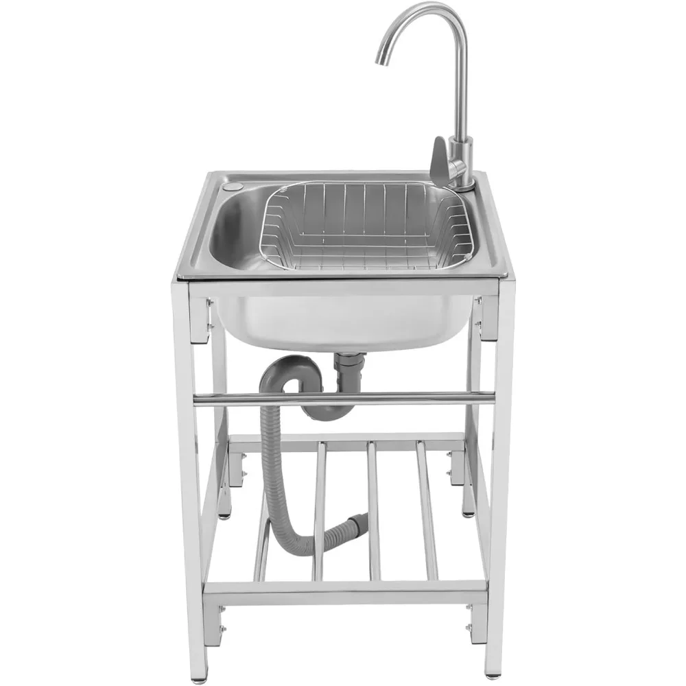 

Кухонная раковина с одной раковиной из нержавеющей стали, отдельно стоящая домашняя раковина для стирки, многофункциональная коммерческая раковина, раковина с одной чашей