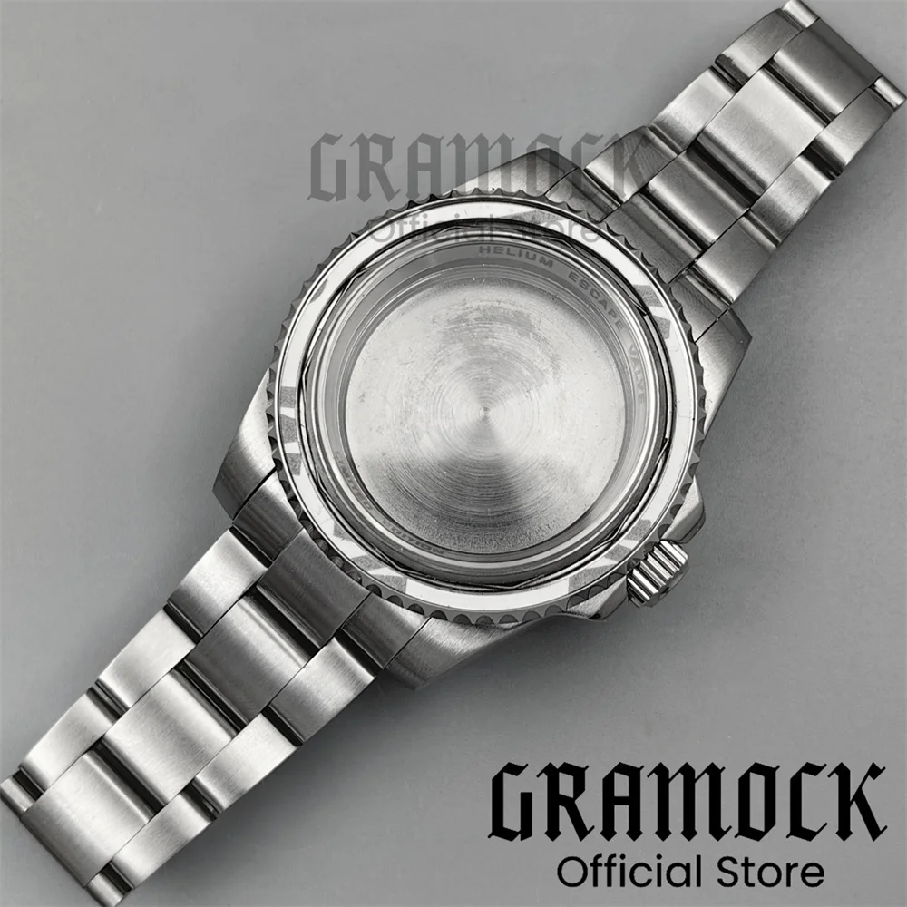 GRAMOCK NH35 40mm SEA Case Steel Diving Watch Case Glide Lock Clasp 100M Waterproof Fit NH34 NH35 NH36 NH38 ETA2824 Movement