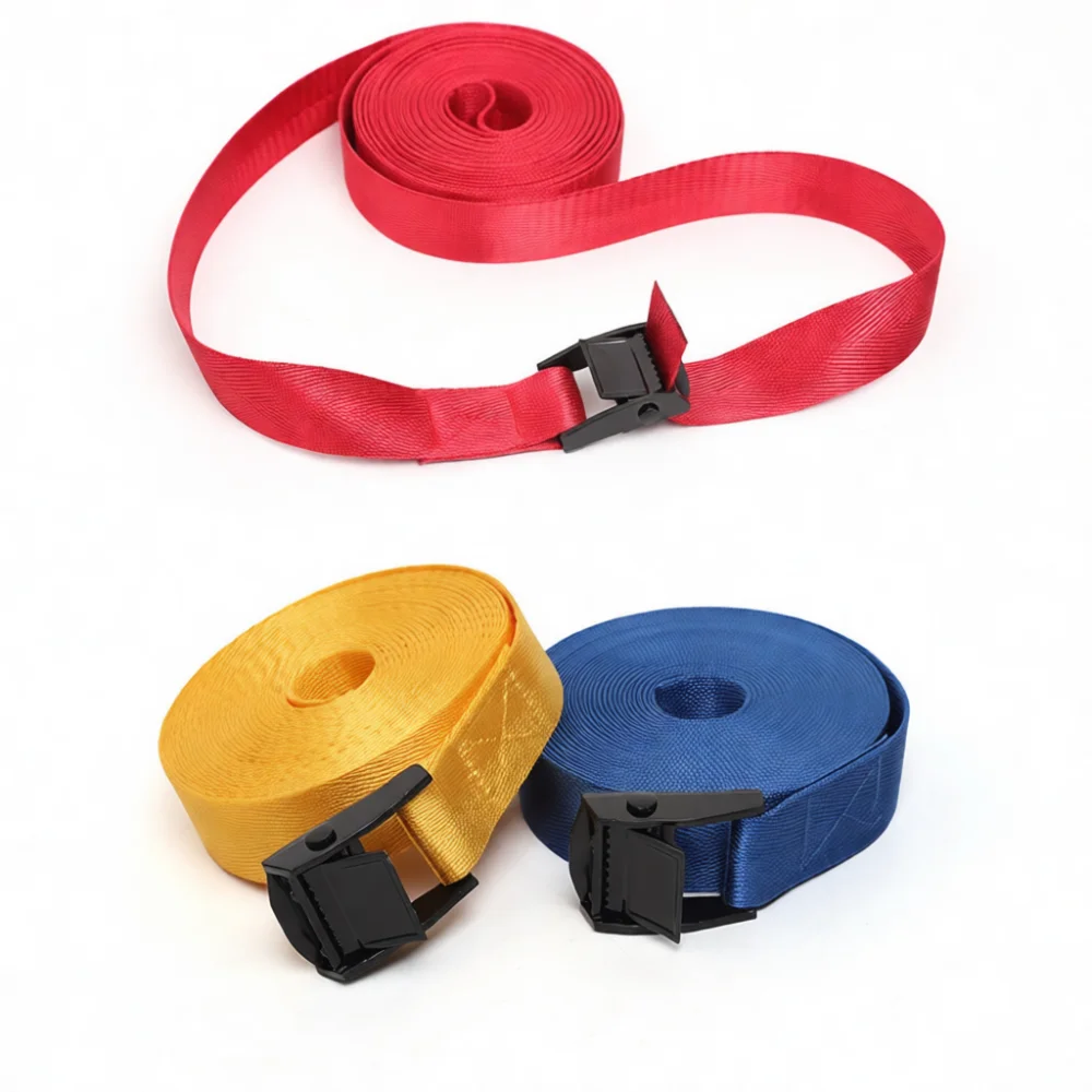 Adjustable Nylon Webbing Lashing Strap Durable Zinc Alloy Cam Buckle Tie Down Band For Household Moving Storage Secure Kit