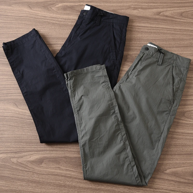 

Summer Lightweight Qui Dry Straight Leg Men's Casual Pants Slim Fit Commute Trousers Mild Stretch Youthful Energy Sle