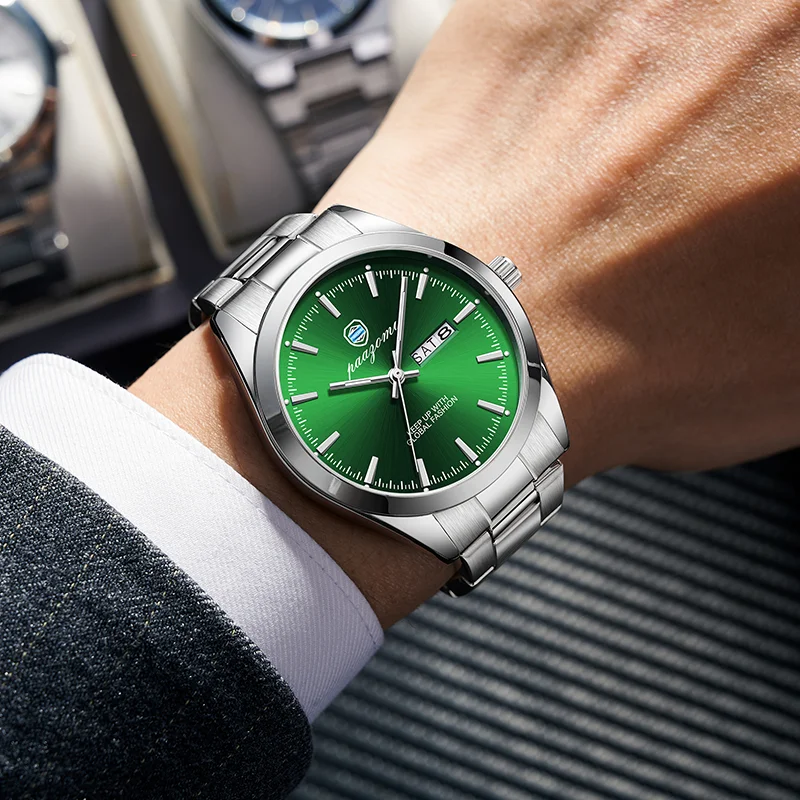 PAAZOMU العلامة التجارية الفاخرة رجل ساعة اليد مقاوم للماء مضيئة تاريخ الرجال الساعات الفولاذ المقاوم للصدأ كوارتز ساعة رجالي reloj 2025 #6