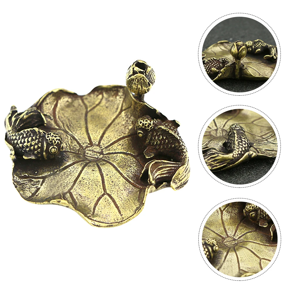 1 قطعة ثقالة الورق النحاسية مكتب الحلي حامل قلم لعشاق ديكور المنزل لوتس ليف الأسماك الحرفية منضدية النحت