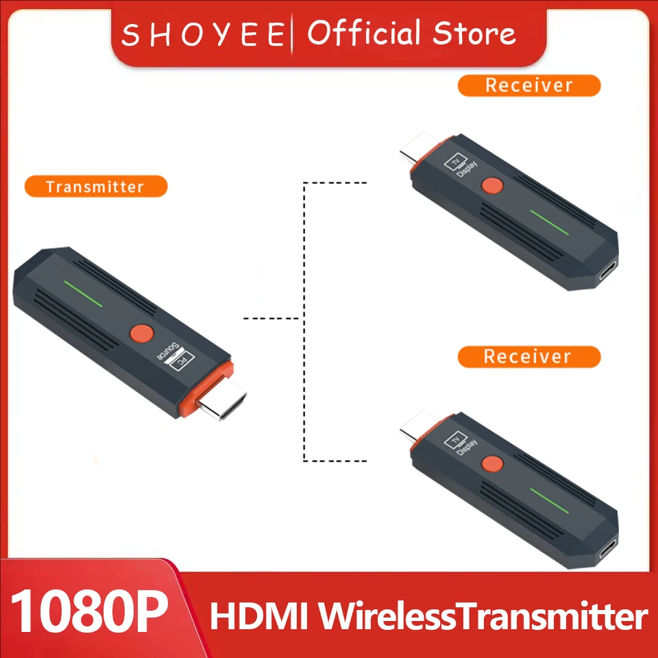 เครื่องส่งสัญญาณและตัวรับสัญญาณวิดีโอ HDMI ไร้สาย 1080P, อะแดปเตอร์ดองเกิลทีวีสติ๊กสำหรับพีซี, กล้อง, แล็ปท็อป, โปรเจคเตอร์, จอภาพ