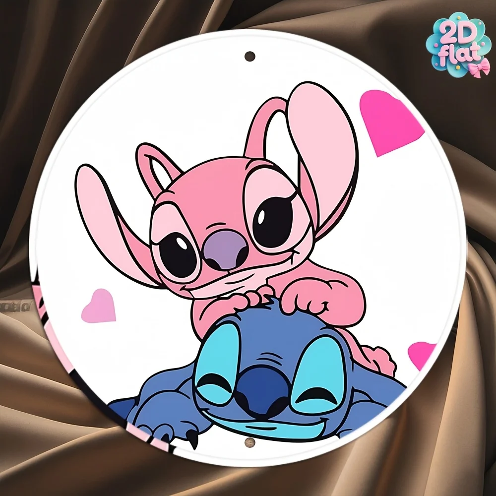 قطعة واحدة من لافتة فنية جدارية مستديرة من الألومنيوم - ديكور أنمي نابض بالحياة مع هيكل معدني متين، مثالي للمنزل أو الحفلات أو المكتب