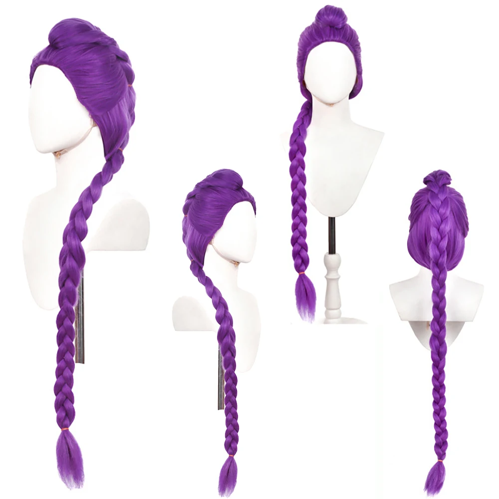 

Rumi Cosplay Synthetic Hair 47-Inch Purple Headgear + Detachable Braid Is Suitable Daily Party Role-Playing Heat-Resistant Wigs
