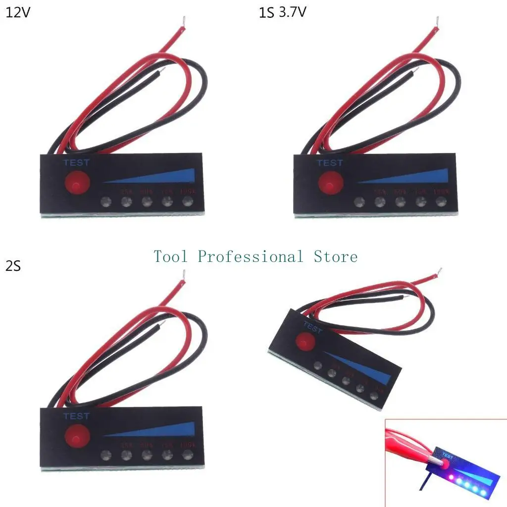 57QF Battery Level Tester LCD Display Meter Battery Capacity Tester Percentage Display Panel 1S 2S 3S 4S 12V