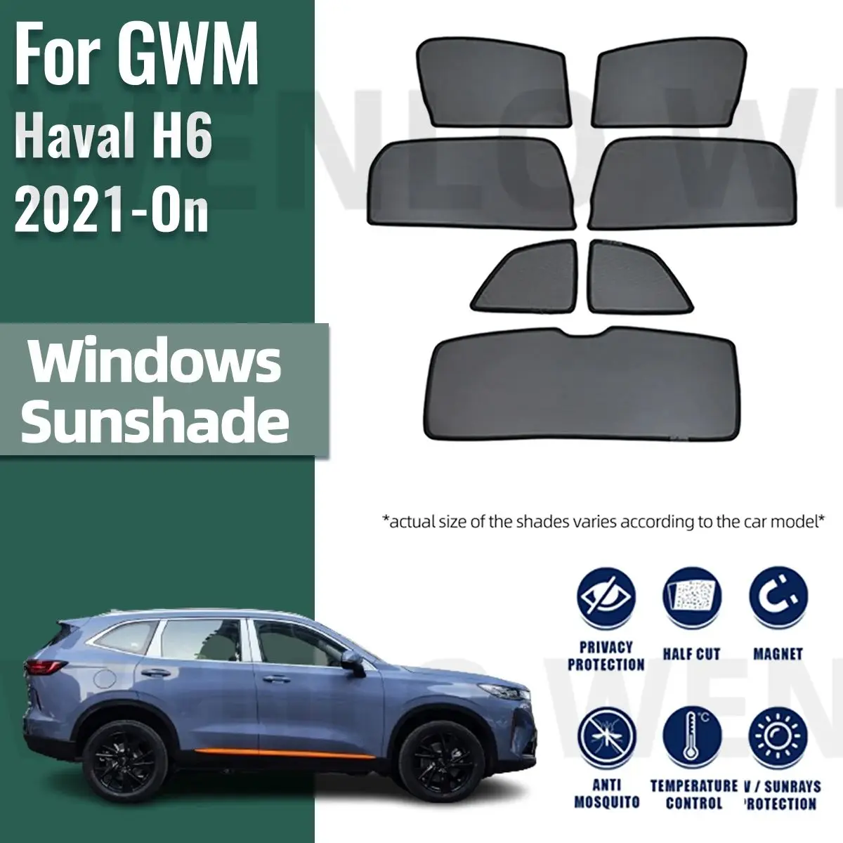 

For GWM Haval H6 2021 2022 2023 2024 Car Sunshade Shield Magnetic Front Windshield Blind Curtain Rear Side Baby Window Sun Shade