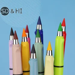 12PCS Colorful Eternal Pencil Replaceable Nibs Art Sketch Painting Unlimited Writing Pen Magic Erasable Refills School Supplies