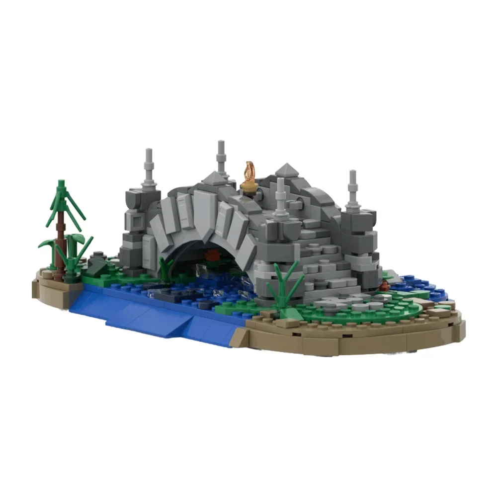 Gobricks MOC Brücke Bausteine Modell Mittelalterliche Stein Brücke Architektur Street View Ziegel Montage Spielzeug Kinder Geburtstag Geschenk